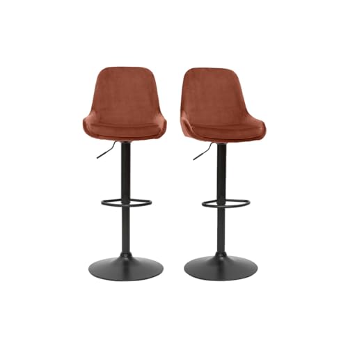 Miliboo Höhenverstellbare Design-Barhocker roter Samt (2er-Set) Holo von Miliboo