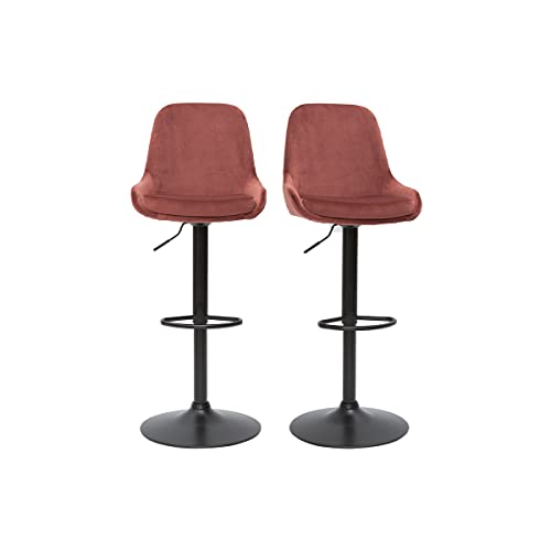 Miliboo Höhenverstellbare Design-Barhocker roter Samt (2er-Set) Holo von Miliboo