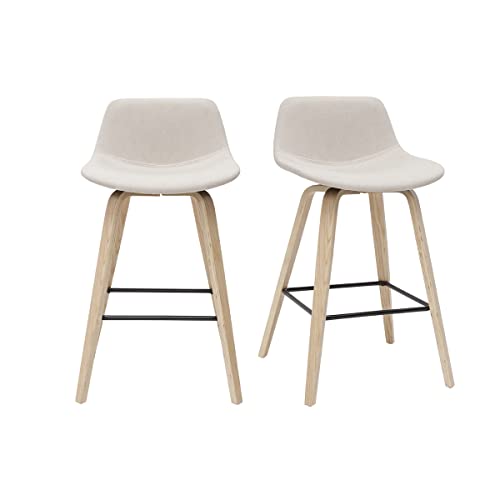 Miliboo Nonie Barhocker, skandinavisch, Beige und helles Holz, Höhe 65 cm, 2 Stück Miliboo Nonie Barhocker, skandinavisch, Beige und helles Holz, Höhe 65 cm, 2 Stück von Miliboo