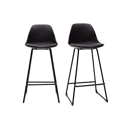 Miliboo Schwarze Designer-Barhocker mit Metallbeinen 65 cm (2er-Set) Franz von Miliboo