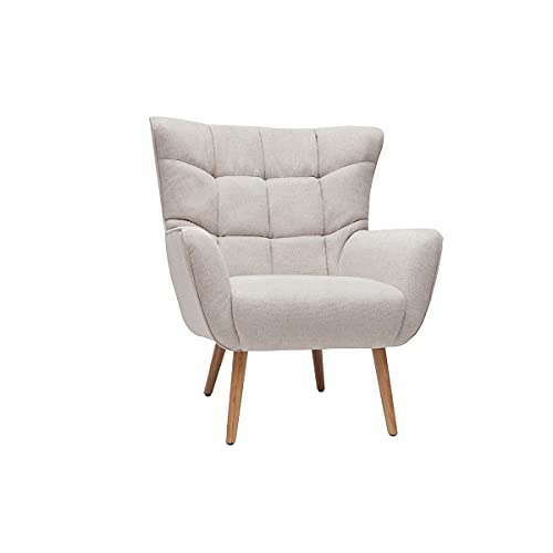 Miliboo Sessel im gemustertem Samtdesign beige Holzfüße Avery von Miliboo