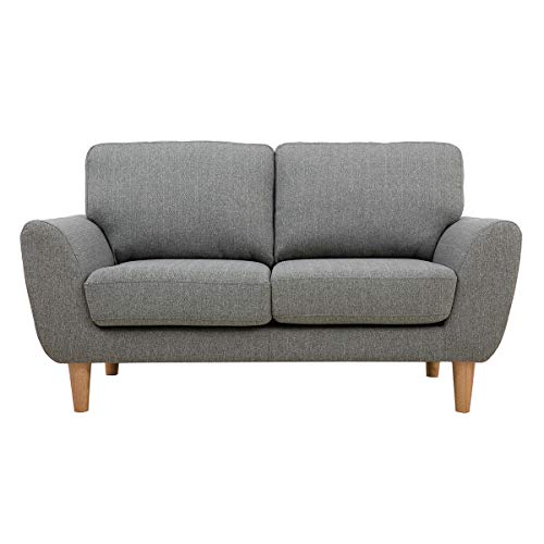 Miliboo Skandinavisches Sofa, 2-Sitzer, Stoff, Hellgrau Alice von Miliboo