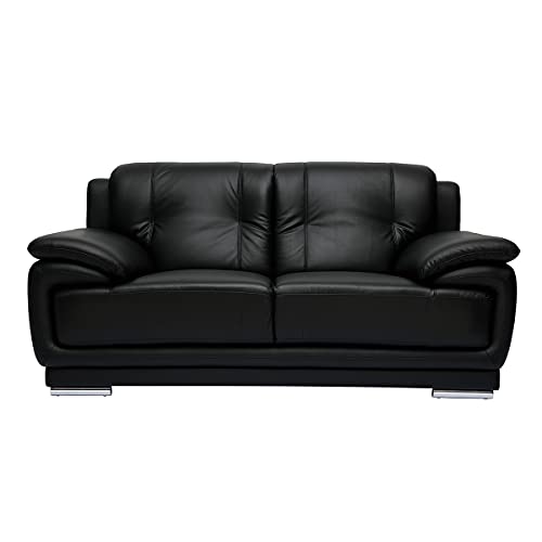 Miliboo Sofa Leder Design 2-Sitzer Schwarz Tamara – Büffelleder von Miliboo