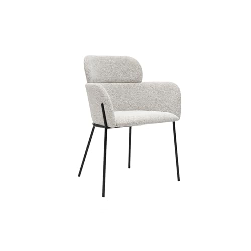 Miliboo Stoffdesignstuhl in Beige mit texturiertem Samteffekt und schwarzen Metallfüßen Tulum von Miliboo