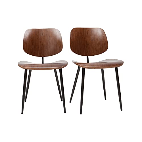 Miliboo Stühle Tobias Dunkles Holz und schwarzes Metall (2er-Set) von Miliboo
