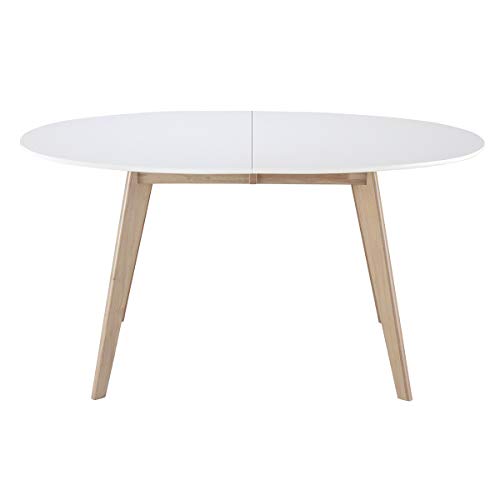 Miliboo Tisch ausziehbar oval Weiß und helles Holz L150-200 Leena Miliboo Tisch ausziehbar oval Weiß und helles Holz L150-200 Leena von Miliboo