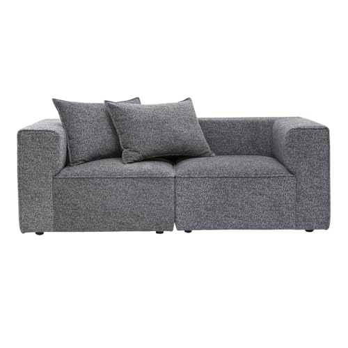 Modulares 2-Sitzer-Sofa aus dunkelgrauem meliertem Stoff Kerry von Miliboo