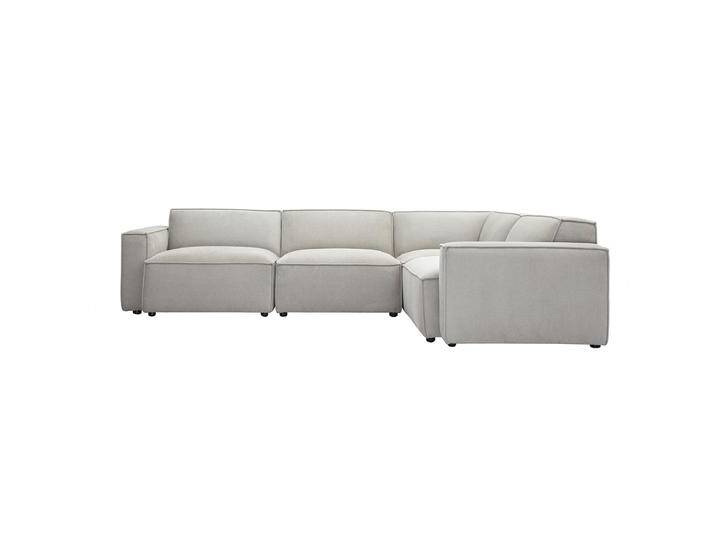 Modulares Ecksofa 5 Plätze in beige Samtoptik strukturiertem Stoff SPLIT von Miliboo