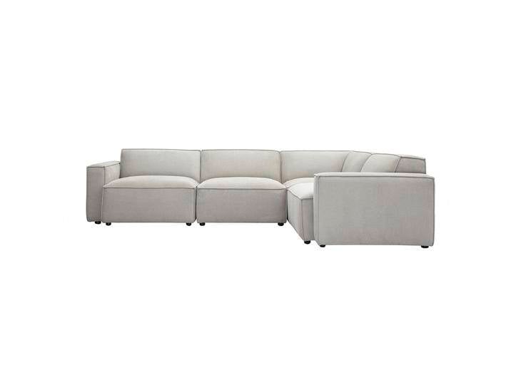 Modulares Ecksofa 5 Plätze in beige Samtoptik strukturiertem Stoff SPLIT von Miliboo