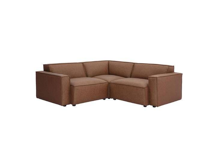Modulares Ecksofa im Vintage-Stil, 3-Sitzer aus braunem Leder SPLIT Modulares Ecksofa im Vintage-Stil, 3-Sitzer aus braunem Leder SPLIT von Miliboo