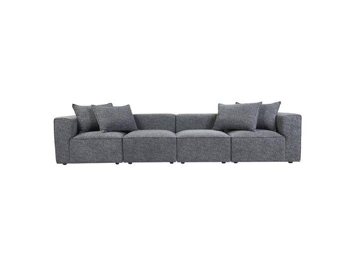 Modulares Sofa mit 5 Sitzen aus meliertem Stoff in dunkelgrau KERRY von Miliboo