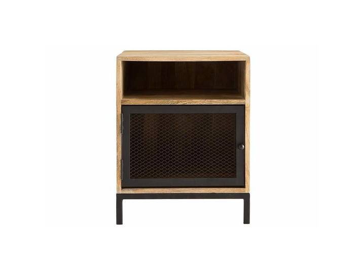 Nachttisch aus Mangoholz und Metall perforiert RACK Nachttisch aus Mangoholz und Metall perforiert RACK von Miliboo