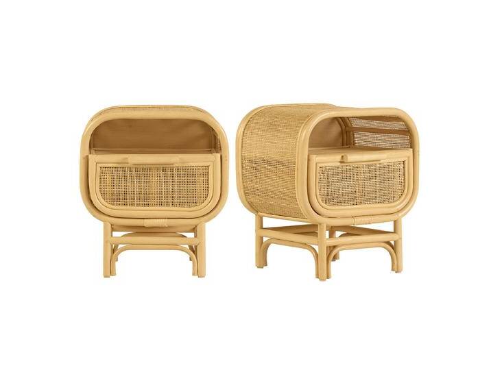 Nachttisch mit Rattan-Schublade LUWAK von Miliboo