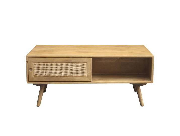 Rechteckiger Couchtisch mit Stauraum aus massivem Mangoholz und Rattangeflecht B100 cm ACANGE Rechteckiger Couchtisch mit Stauraum aus massivem Mangoholz und Rattangeflecht B100 cm ACANGE von Miliboo