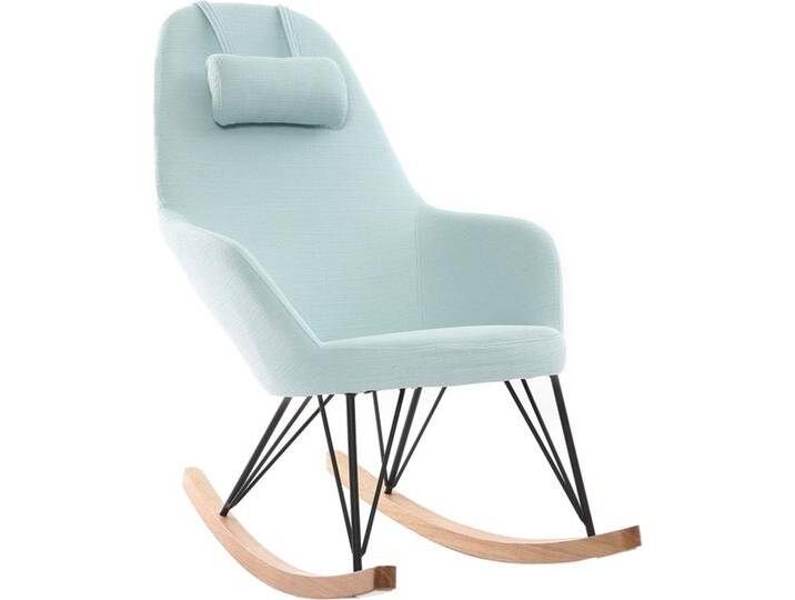 Relax-Sessel - Schaukelstuhl Stoff Meeresgrün Füße Metall und Esche JHENE Relax-Sessel - Schaukelstuhl Stoff Meeresgrün Füße Metall und Esche JHENE von Miliboo