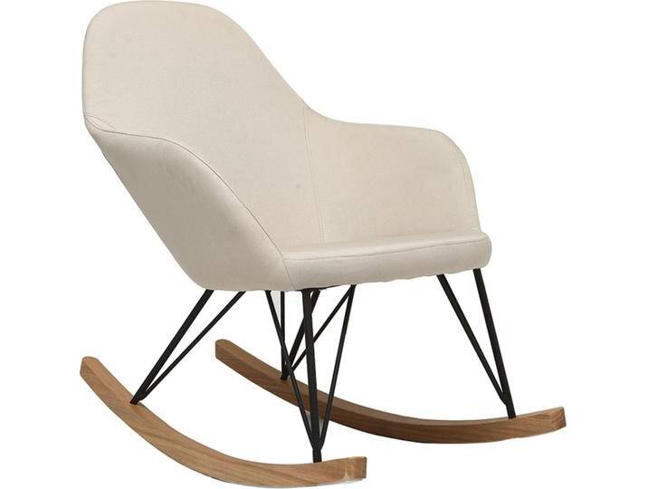 Relax-Sessel - Schaukelstuhl Stoff naturfarben Füße Metall und Esche JHENE von Miliboo