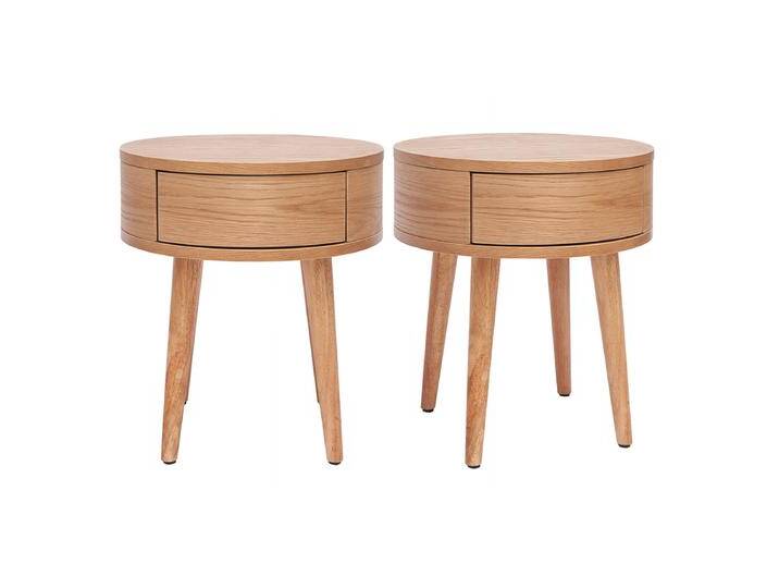 Runde Nachttische aus hellem Holz mit Schublade (2er-Set) JUDITH von Miliboo