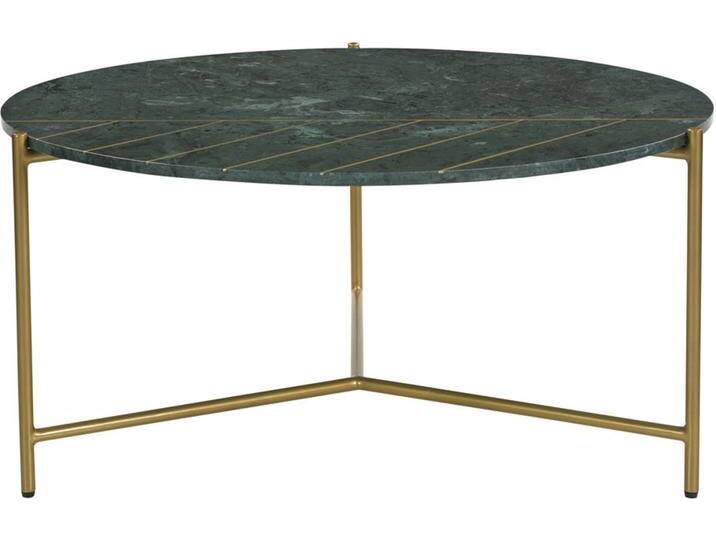 Runder Design-Couchtisch aus grünem Marmor und Messing D 90 cm SILLON von Miliboo