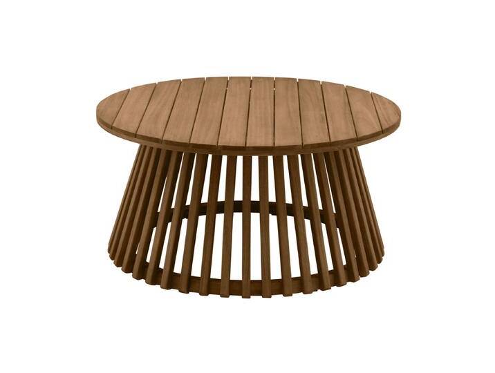 Runder niedriger Gartentisch aus Massivholz D80 cm NASSAU von Miliboo