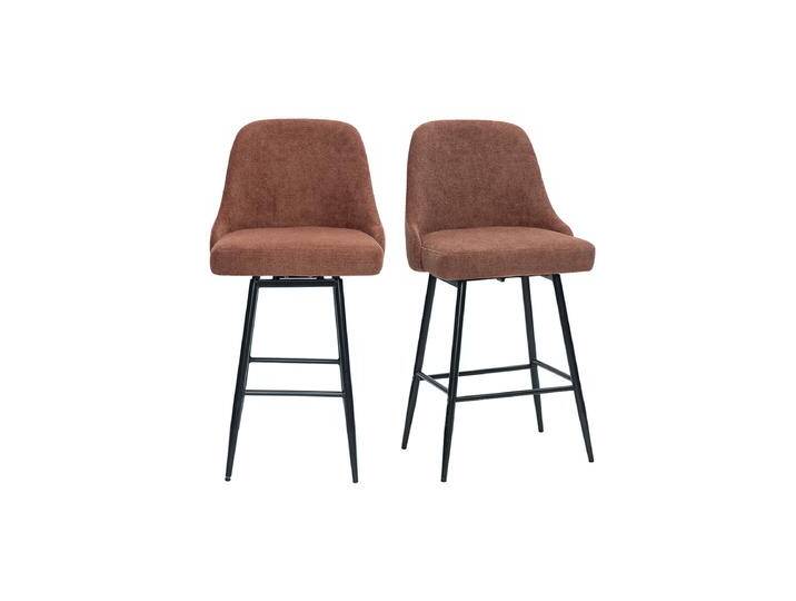 Samtdrehhocker 360° in gebrannter Erde Textur und Metall H66 cm (2er-Set) HASTA von Miliboo