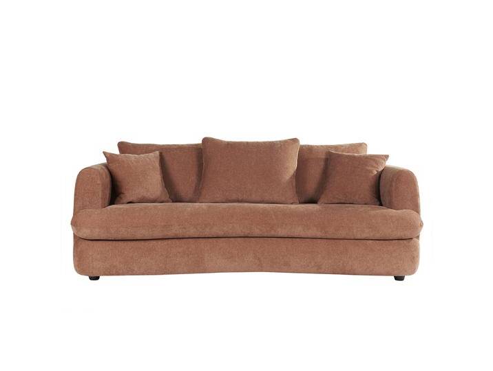 Schlafsofa 3-4 Sitzer in terracottafarbenem Stoff mit Samteffekt und abziehbarem Bezug SACHA von Miliboo