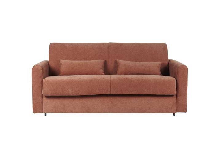 Schlafsofa 3-Sitzer mit Stoffbezug in Samtoptik Terracotta Matratze 13cm LETTO von Miliboo