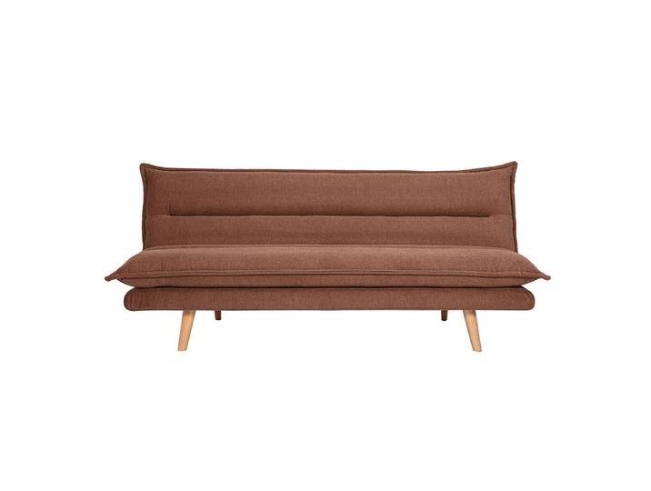 Schlafsofa für 3 Personen aus Stoff in verbrannter Erde Effekt und hellem Holz BINGO von Miliboo