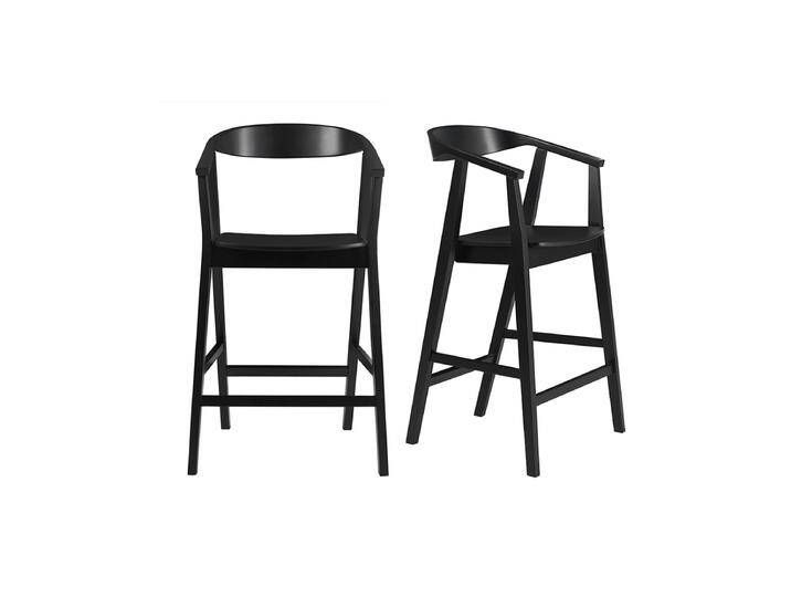 Schwarze skandinavische Barhocker aus Holz (2er Set) BAHIA von Miliboo