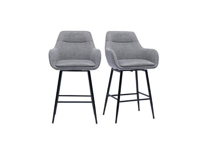 Schwenkbare Barhocker 360° in hellgrauem Samt-Effekt Stoff und Metall H65.5 cm (2er-Set) ALESS von Miliboo