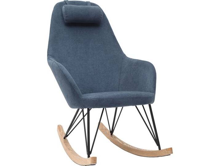 Sessel Schaukelstuhl Samteffekt Blau Füße Metall und Holz JHENE Sessel Schaukelstuhl Samteffekt Blau Füße Metall und Holz JHENE von Miliboo