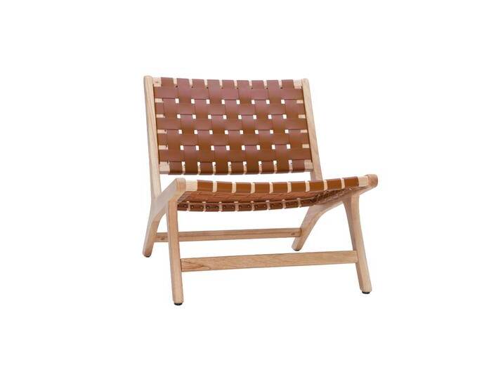 Sessel aus Holz mit geflochtenen Riemen in Braun BONDI von Miliboo