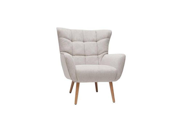 Sessel im gemustertem Samtdesign beige Holzfüße AVERY von Miliboo