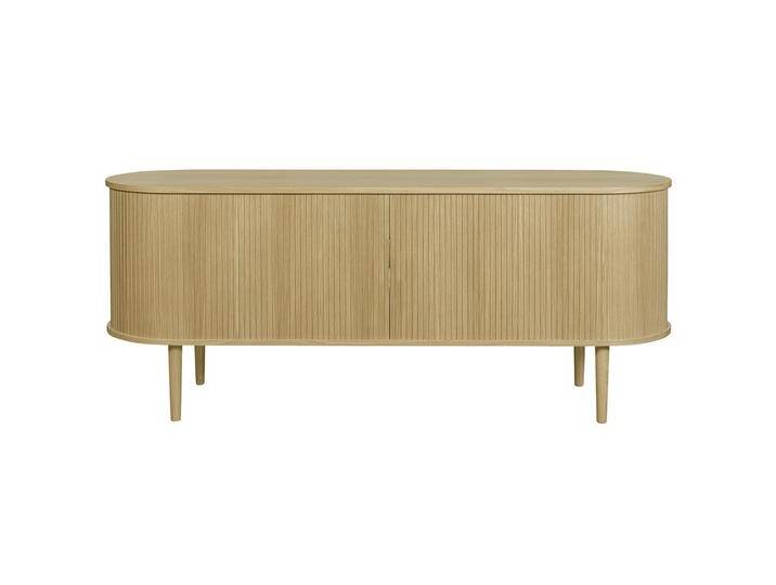 Sideboard mit Schiebetüren aus Eichenfurnier und massiver Eiche B 160 cm EPIC von Miliboo
