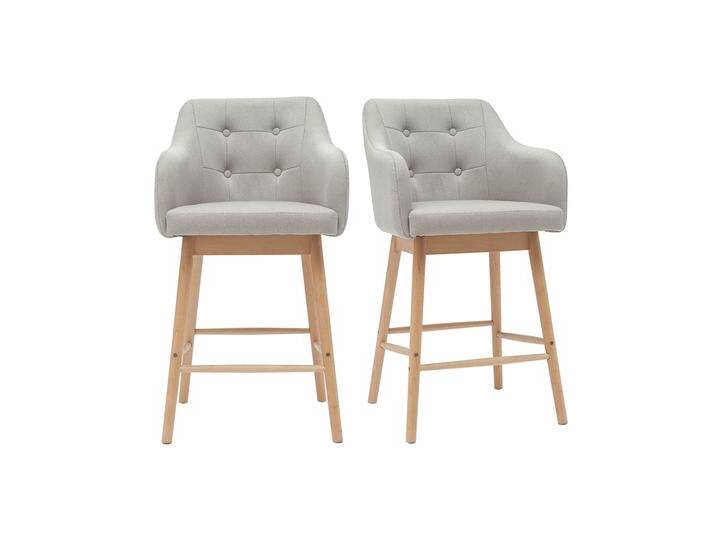 Skandinavische Barhocker aus hellgrauem Stoff und Holz H65 cm (2er-Satz) BALTIK von Miliboo