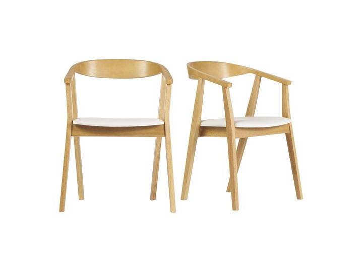 Skandinavische Designstühle in Weiß und hellem Holz (Set von 2) BAHIA von Miliboo