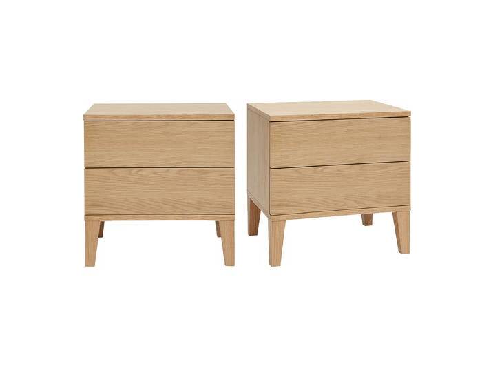 Skandinavische Nachttische mit 2 Schubladen aus hellem Holz Eiche (2er-Set) FREDDY von Miliboo