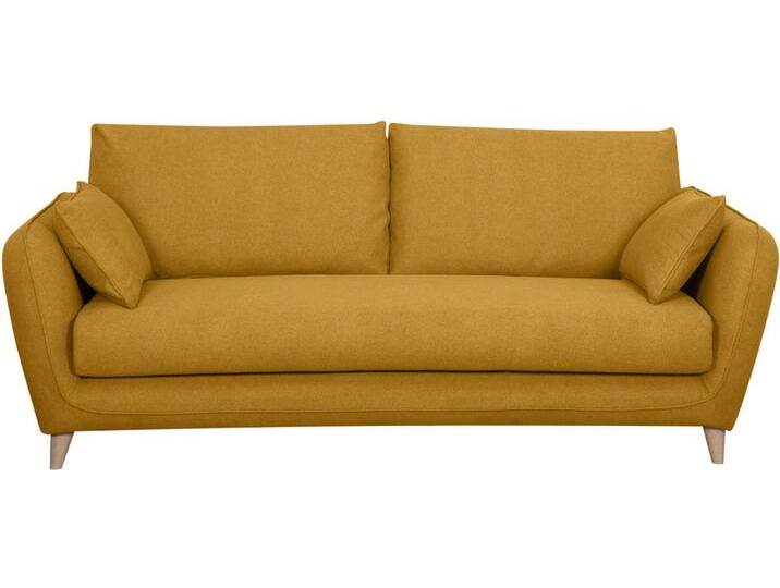 Skandinavische Schlafcouch kumingelb mit Matratze Dicke 10 cm 3-Sitzer CREEP von Miliboo