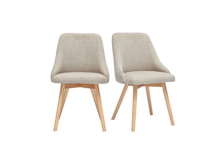 Skandinavische Stühle aus Samt-Textur Stoff in Beige und hellem Holz (2er Set) HASTA von Miliboo