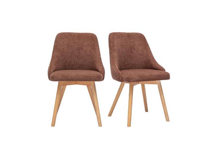 Skandinavische Stühle aus Stoff in verbrannter Erde Effekt und hellem Holz (2er-Set) HASTA von Miliboo
