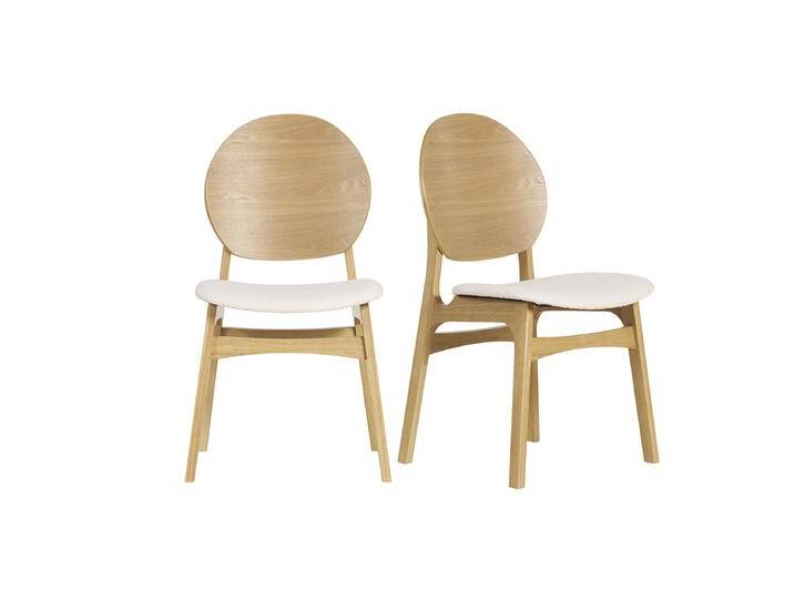 Skandinavische Stühle aus Stoff mit Bouclé-Wolleffekt und hellem Holz (2er-Set) ELTON von Miliboo