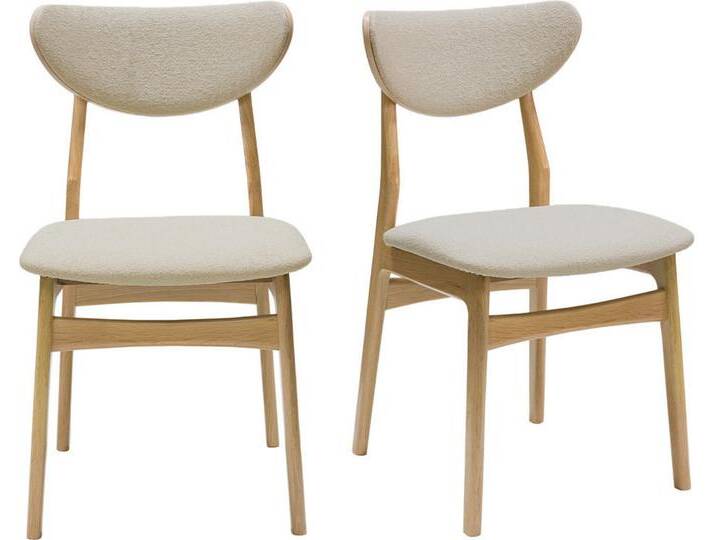 Skandinavische Stühle aus Stoff mit Wolleffekt und hellem, massivem Eichenholz (2er-Set) MAYA von Miliboo