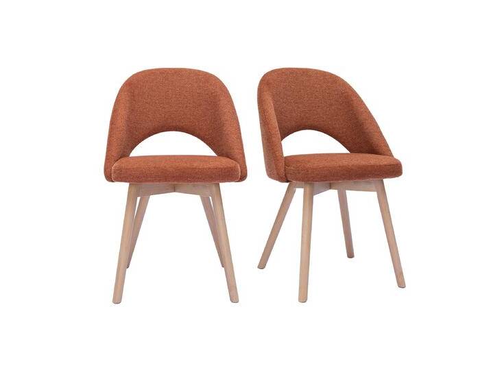 Skandinavische Stühle aus Stoff mit strukturiertem Samteffekt in Rostbraun und hellem Holz (2er-Set) COSETTE von Miliboo