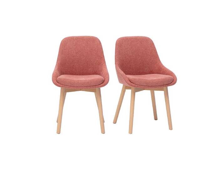 Skandinavische Stühle aus Terrakotta-samtartigem Strukturstoff und hellem Massivholz (2er Set) HOLO von Miliboo