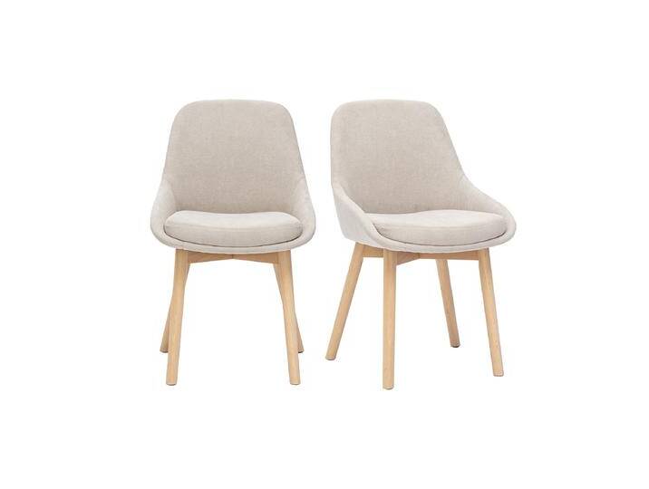 Skandinavische Stühle aus beigem Samtstoff und hellem Massivholz (2er Set) HOLO von Miliboo