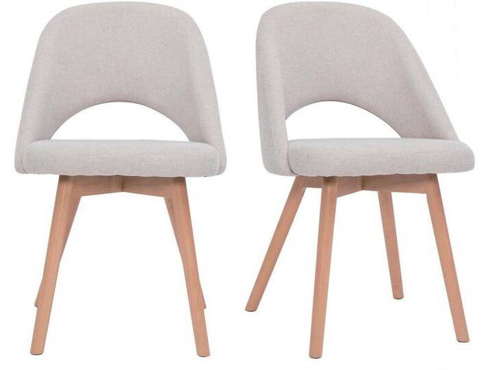 Skandinavische Stühle aus beigem Stoff mit Samteffekt und massivem Buchenholz (2er-Set) COSETTE von Miliboo