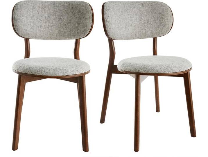 Skandinavische Stühle aus dunklem Holz und grauem Stoff (2er-Set) FAUVETTE von Miliboo