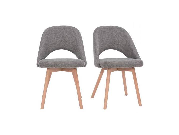 Skandinavische Stühle aus grauen Stoff mit Samteffekt und massivem Buchenholz (2er-Set) COSETTE von Miliboo