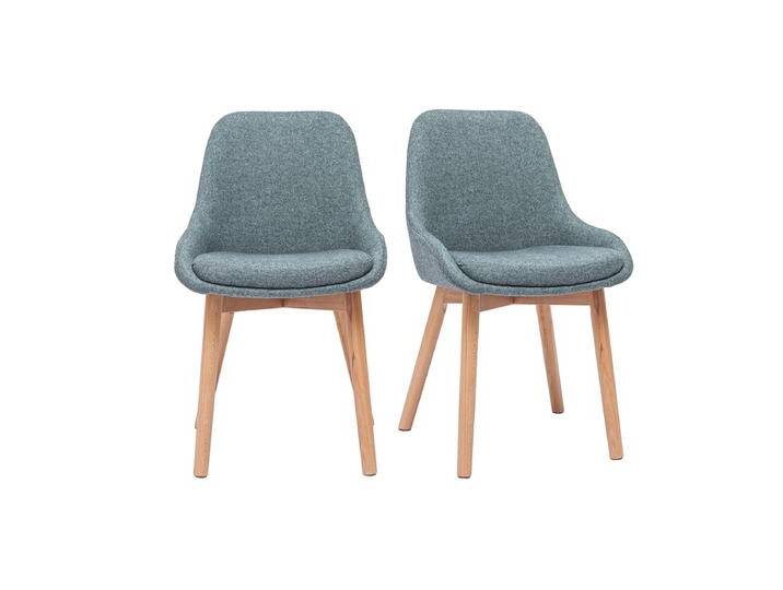 Skandinavische Stühle aus graugrünem Stoff und hellem Massivholz (2er-Set) HOLO von Miliboo