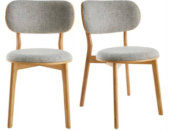Skandinavische Stühle aus hellem Holz und grauem Stoff (2er-Set) FAUVETTE von Miliboo