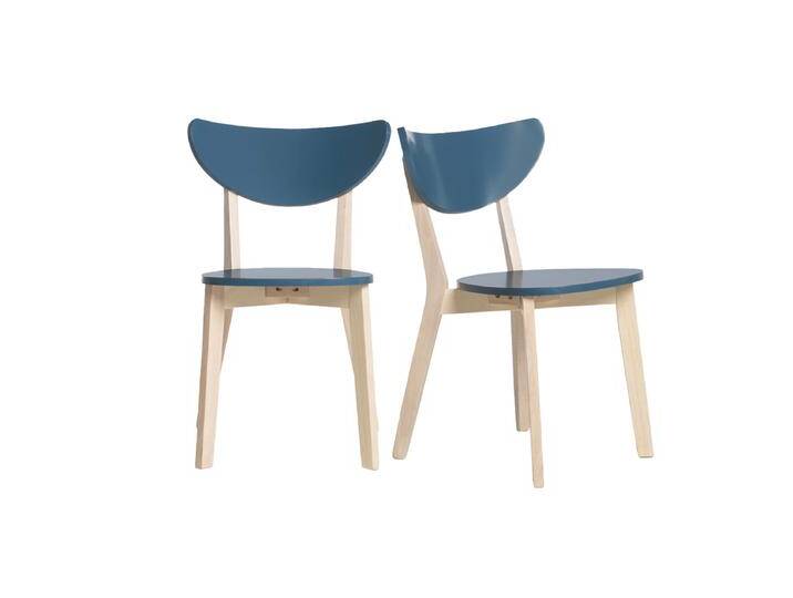 Skandinavische Stühle in Petrolblau und hellem Holz (2er-Set) LEENA von Miliboo